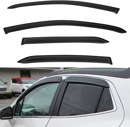 4pcs Front+Rear Smoke Tint Sun/Rain Guard Outside Mount Tape-On Vent Window by LQQDP