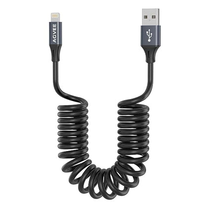 AGVEE 2 Pack 3ft Coiled Short USB to Lightning Charging Cable 3A Fast Charger by AGVEE