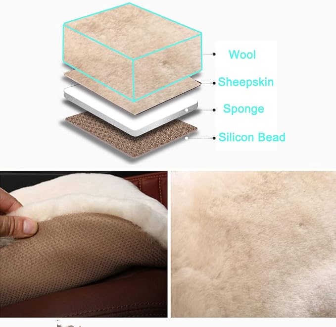 Fluffy Genuine Sheepskin Car Seat Cover - Image 3