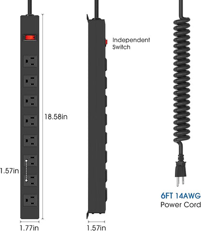 HHSOET 8 Outlet Metal Wall Mount Power Strip, Mountable Outlet - Image 3