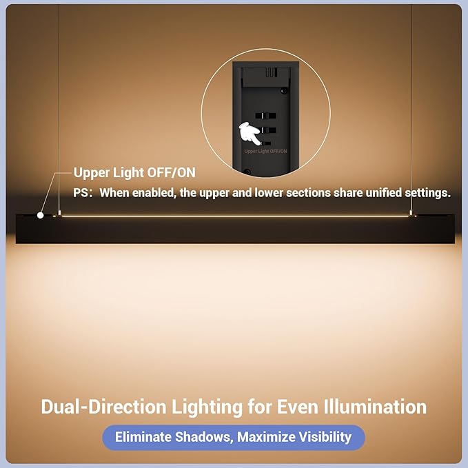 4FT LED Linear Light, 50/45/40/35/30W Up and Down Light, 3000/4000/5000K CCT - Image 5