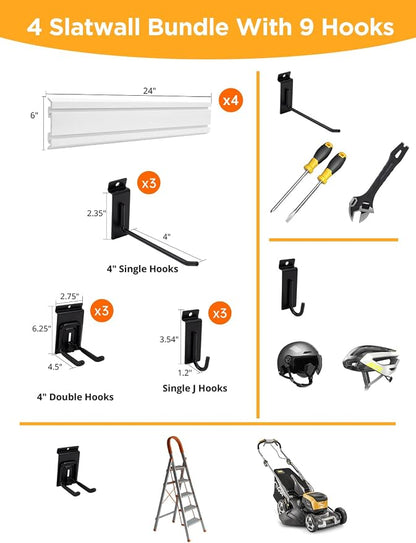 Slat Wall Paneling Garage Tool Organizer Wall Mount 4 Pack - Image 2