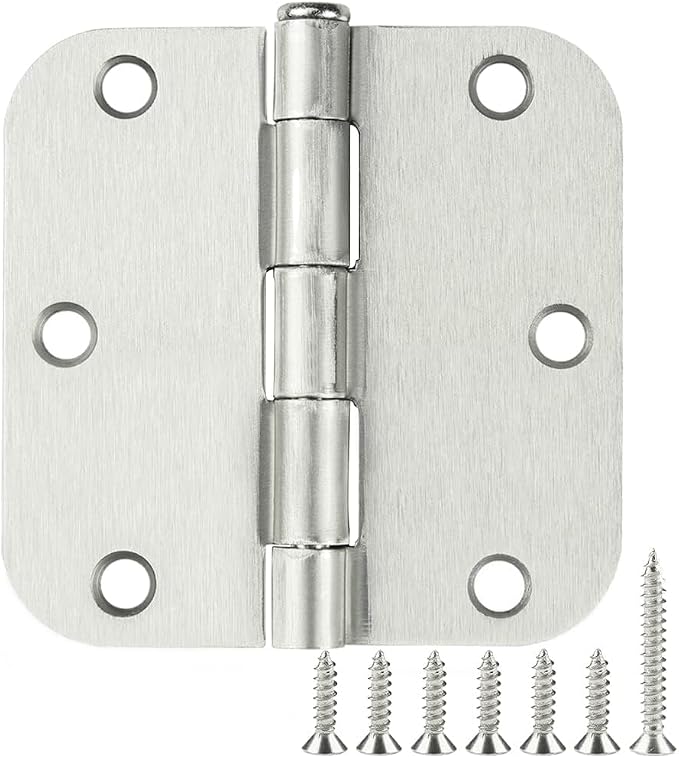 48 Pack Interior Door Hinges Brushed Nickel 3.5 Inch x 3 1/2" Rounded 5/8" by TDCHINGES