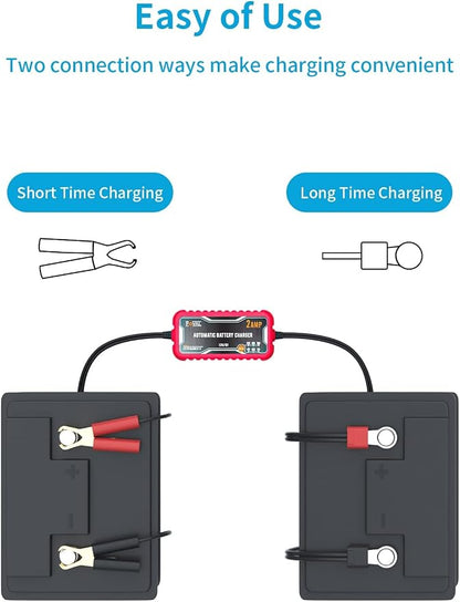 FOVAL 2-Amp Car Battery Charger, 6V and 12V Portable Automatic Smart Charger - Image 8