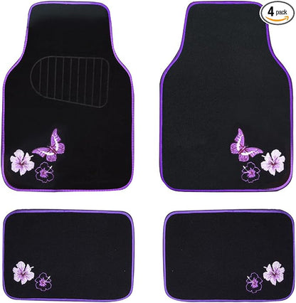 CAR PASS Embroidery Butterfly and Flower Car Floor Mats, Universal Fit 95% by CARPASS