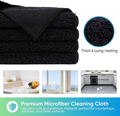 HOMEXCEL Black Microfiber Cleaning Cloth, 12 Pack Premium Microfiber Towels - Image 2
