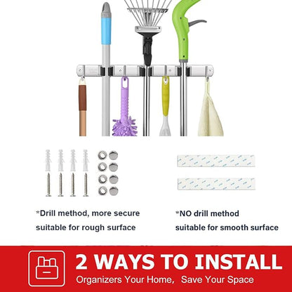 IMILLET Broom Holder Wall Mounted, Stainless Steel Broom and Mop Holder Self - Image 7