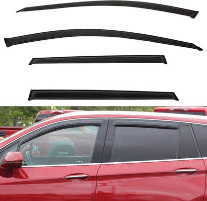 4pcs Front+Rear Smoke Tint Sun/Rain Guard Outside Mount Tape-On Vent Window by LQQDP