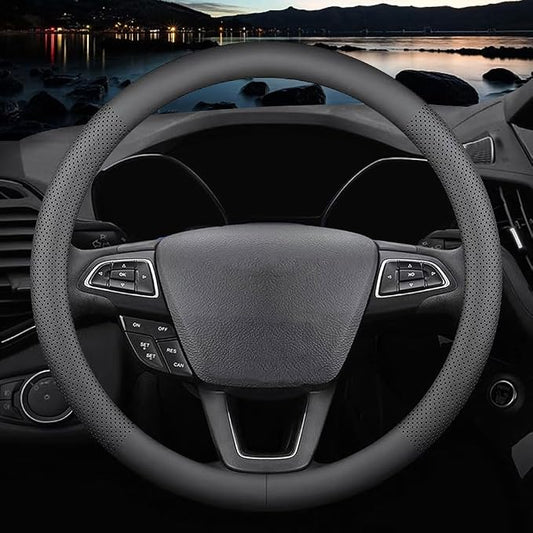 New Nappa Leather car Steering Wheel Cover，for Car Truck SUV 15 inch by HAOTULE