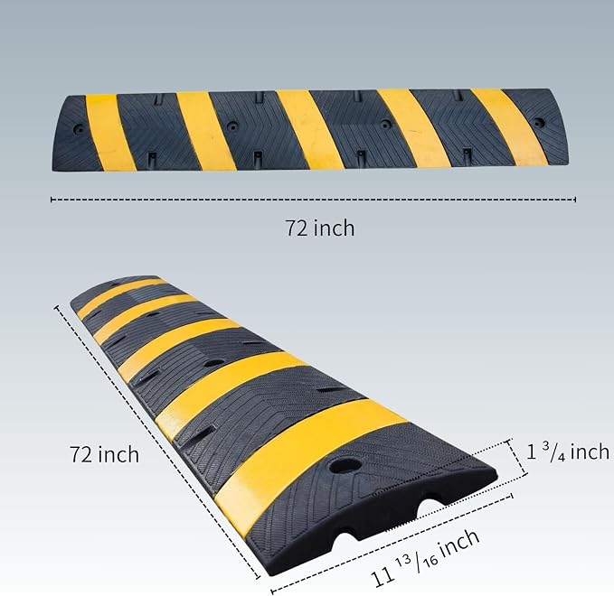 2 Pack 72 Inch Heavy Duty Rubber Speed Bump Ramp – Cable Protector, Driveway - Image 2