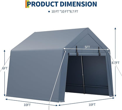 10x10FT Outdoor Storage Shed, Portable Carport - Image 10