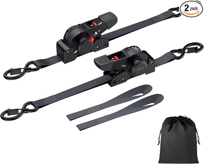 Justech 2 Pack Retractable Ratchet Straps, 1 in x 11.6 ft-1411 lbs Break by Justech