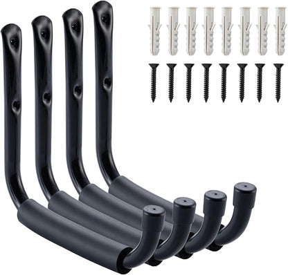 HOME MASTER HARDWARE Heavy Duty 9" Jumbo Arm Garage Wall Hooks 4 Pack – 50Lbs by HOME+MASTER+HARDWARE