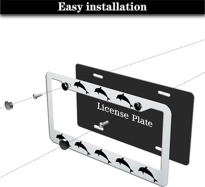 License Plate Frames for Women Black and White License Plate Protector for Men - Image 7