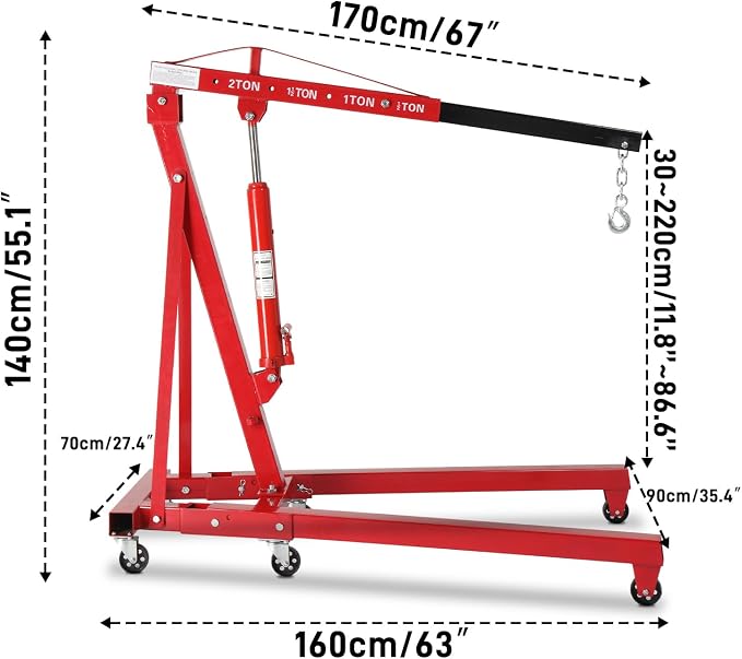 Engine Hoist 2 TON Folding Hydraulic Engine Motor Hoist Cherry Picker Shop - Image 5