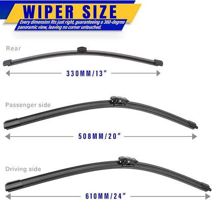 3 wipers Replacement for 2018-2022 BMW X2, Windshield Wiper Blades Original - Image 2