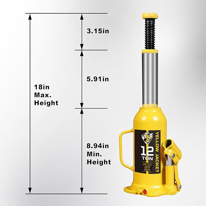 YELLOW JACKET 12 Ton Muti-Directional Welded Bottle Jack, Horizontal Bottle - Image 2