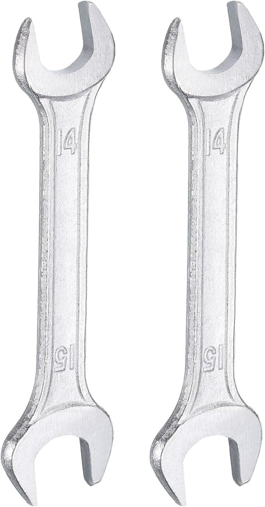 HARFINGTON 2pcs Double Open End Wrench 14mm x 15mm Metric 15 Degree Offset by HARFINGTON