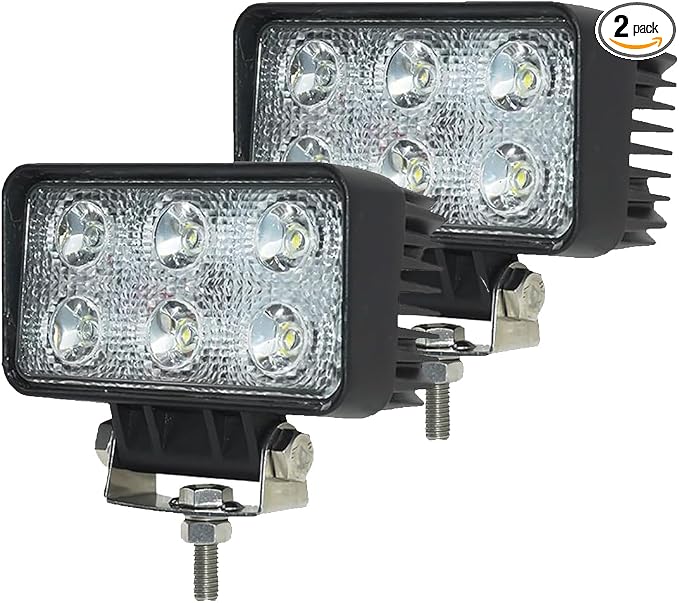 2PACK 18W Rectangle High Power 12/24 volt LED Work Light, 2400LM Foglight by JASLITE