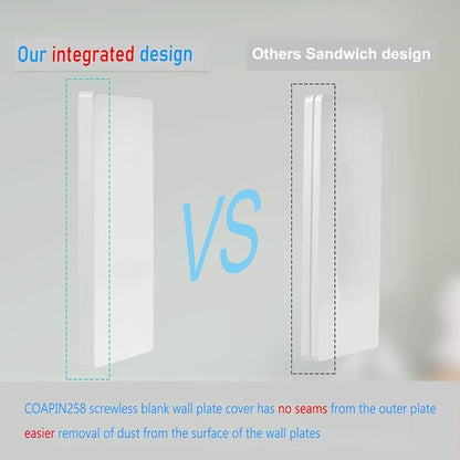 1-Gang Screwless Blank Wall Plate Cover Blank Switch Outlet Electrical Faceplate - Image 3