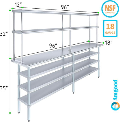 Amgood 18" x 96" Stainless Steel Work Table - Image 3