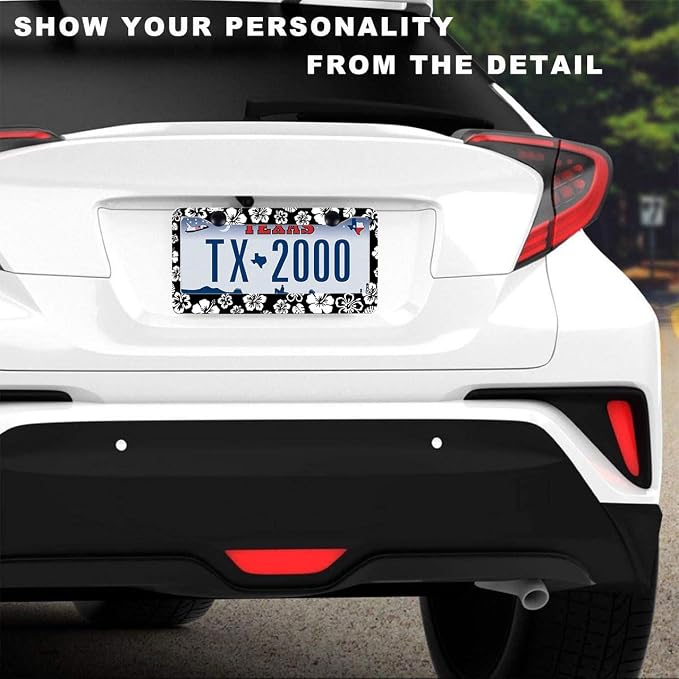 2 Pack Hibiscus License Plate Frame-Rustproof Aluminum White Hibiscus Floral - Image 2