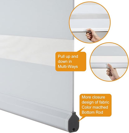 Persilux Cordless Zebra Blinds for Windows Free-Stop Roller Shades Dual Layer - Image 6