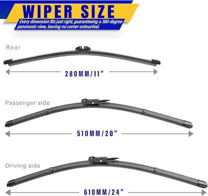 3 wipers Replacement for 2020-2023 Ford Escape, Windshield Wiper Blades - Image 2