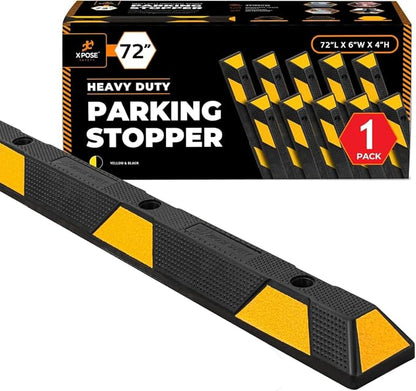 Xpose Safety 72" Heavy Duty Rubber Parking Stopper – 1 Pack Wheel Blocks by XposeSafety