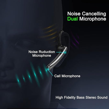 IHAO Single Ear Wireless Bluetooth Earphone Noise Cancelling Stereo Dual HD Mic - Image 2