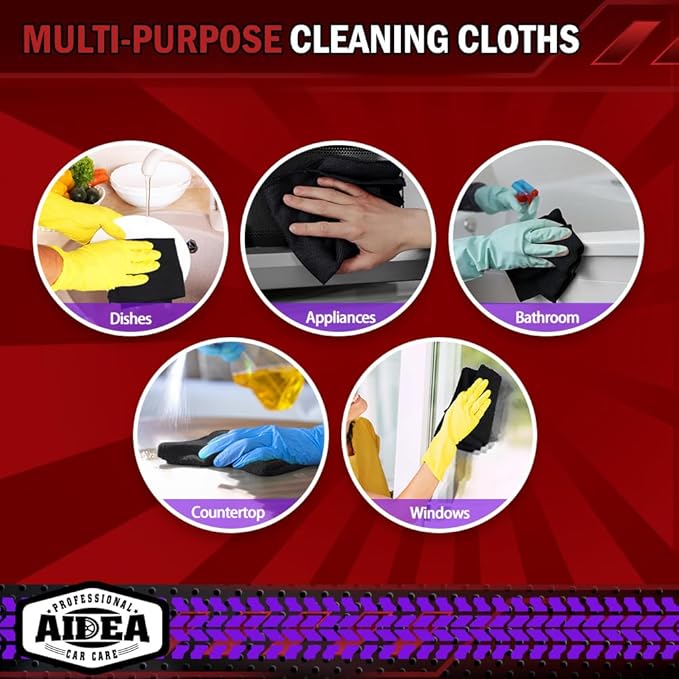 AIDEA Microfiber Cleaning Cloth Black 20PK, Microfiber Towels - Image 7