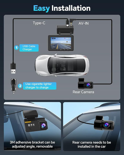 Dash Cam Front and Rear 4K+1080P, Dash Camera - Image 9