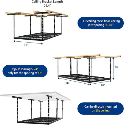 Heavy-Duty 3x8 Overhead Garage Storage Rack - Image 3