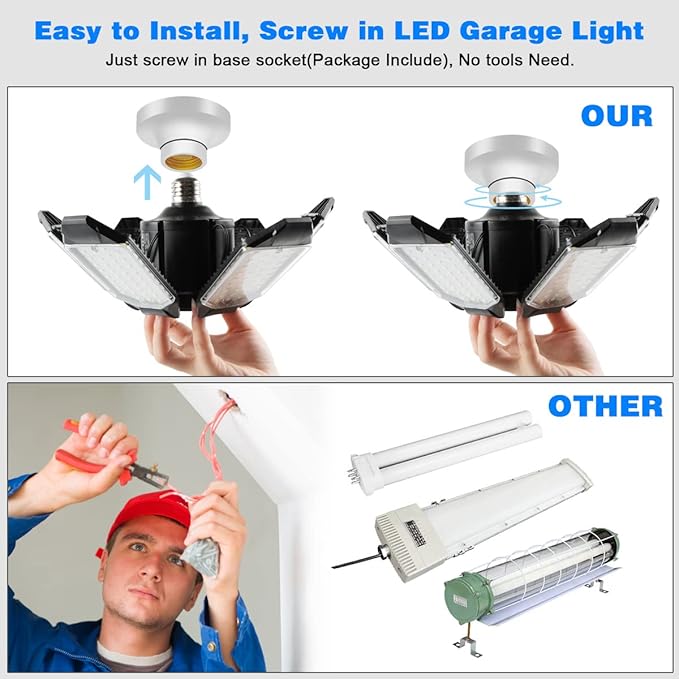 LED Garage Light - 160W LED Garage Ceiling Lights 16000LM Super Bright Garage - Image 5
