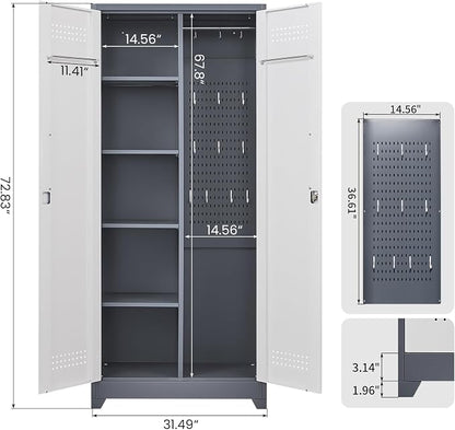 GREATMEET 72.8" Broom Storage Cabinet, Utility Cabinets - Image 3