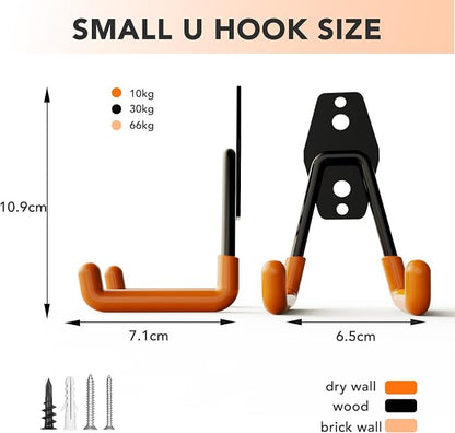 Skateboard Hooks 4-Pack Utility Small Heavy Duty Holder Garage Storage Wall - Image 2