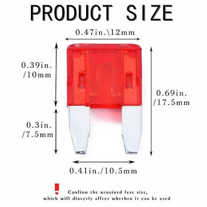 100 Pack Auto Fuses 10AMP APM/ATM 32V Mini Blade Style Fuses 30A Short Circuit - Image 2