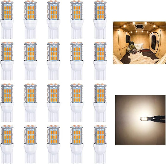 T10 921 194 168 LED Bulbs Warm White 20-Packs, Super Bright 3014 42-SMD LED by Antline