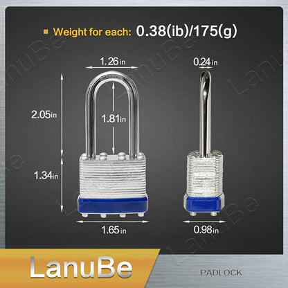 LanuBe Laminated Padlock 1-9/16inch Long Shackle 24 Pack Keyed Alike, Bulk Locks - Image 2