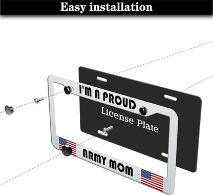 License Plate Frame Holder Black and White License Plate Frames I’m a Proud - Image 7