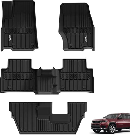 3W Floor Mats Fit for Jeep Grand Cherokee L 7 Seat 2021-2025 All Weather TPE by 3W
