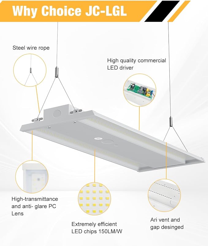 LED Linear High Bay Light, 210W High Bay Shop Lights Fixture, Compatible - Image 3