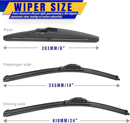 3 wipers Replacement for 2016-2021 Chevrolet Chevy Spark, Windshield Wiper - Image 2
