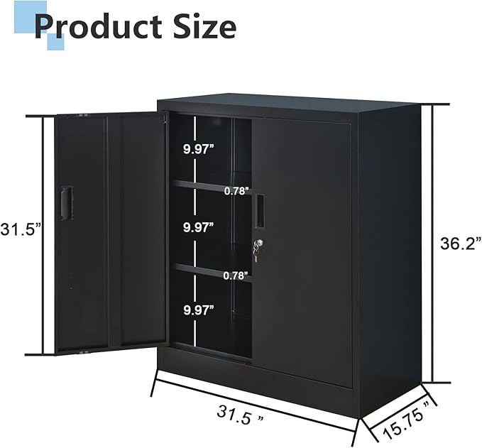 Metal Storage Cabinet, 36.2" H Locking Storage Cabinet - Image 3