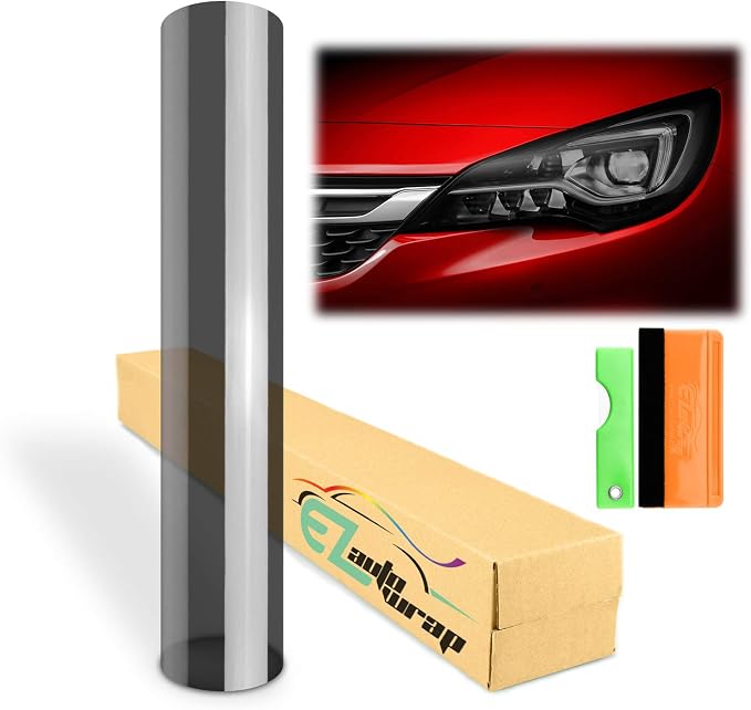 EZAUTO WRAP Free Tool Kit 12"x72" Glossy Medium Black Smoke Headlight Taillight by EZAUTOWRAP