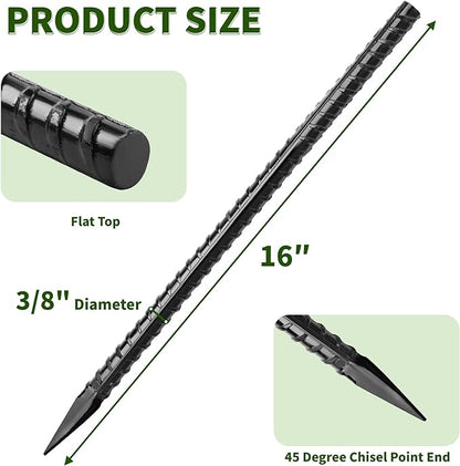 16 inches Ground Rebar Stakes Heavy Duty Metal Spikes - Image 2