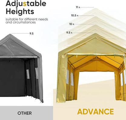 ADVANCE OUTDOOR 12x20 ft Car Canopy Garage Heavy Duty Carport Boat Shelter - Image 3