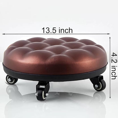 Low Roller Seat 13’’, PU Leather Low Seat Tool Heavy Duty - Image 2