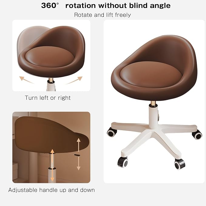 Rolling Stool Set of 6 Rolling Hydraulic Salon Stool - Image 3