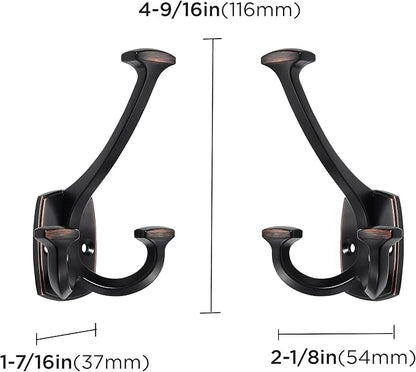 Large Wall Double-Sided Hook 2 Pack Oil Rubbed Bronze Hook Decorative Heavy - Image 2